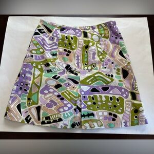 Women’s 60’s Era, Multi Color Abstract Print Design, A-Line Skirt. Fully Lined.